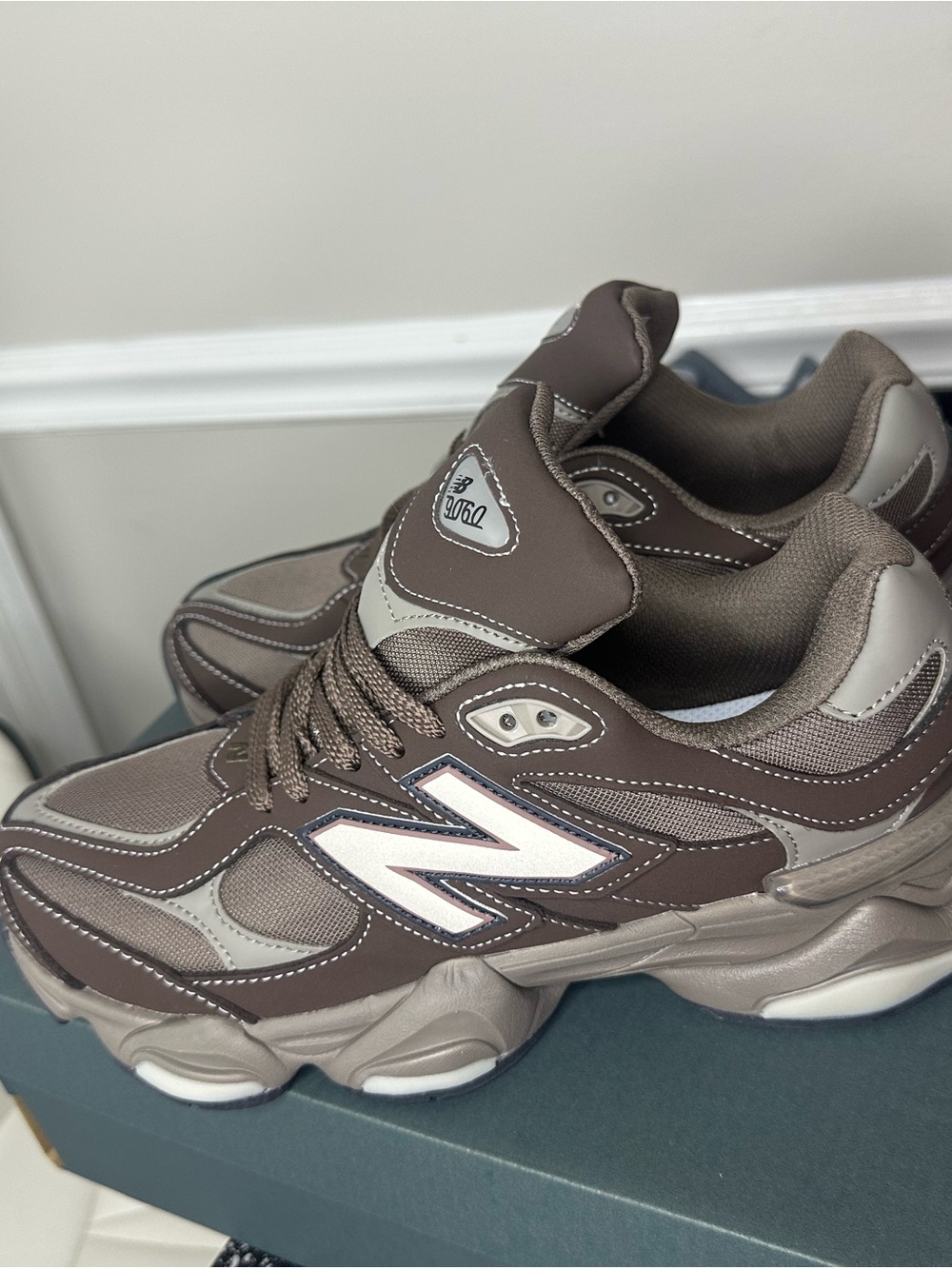 New Balance 9060 Men's Brown & Taupe Chunky Sneakers - Picture 2 of 5